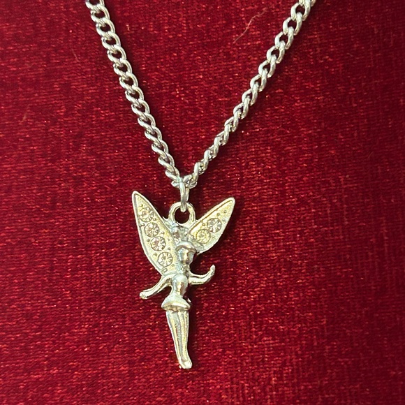 Silver Tinkerbell Fairy Pendant Necklace - Picture 1 of 3
